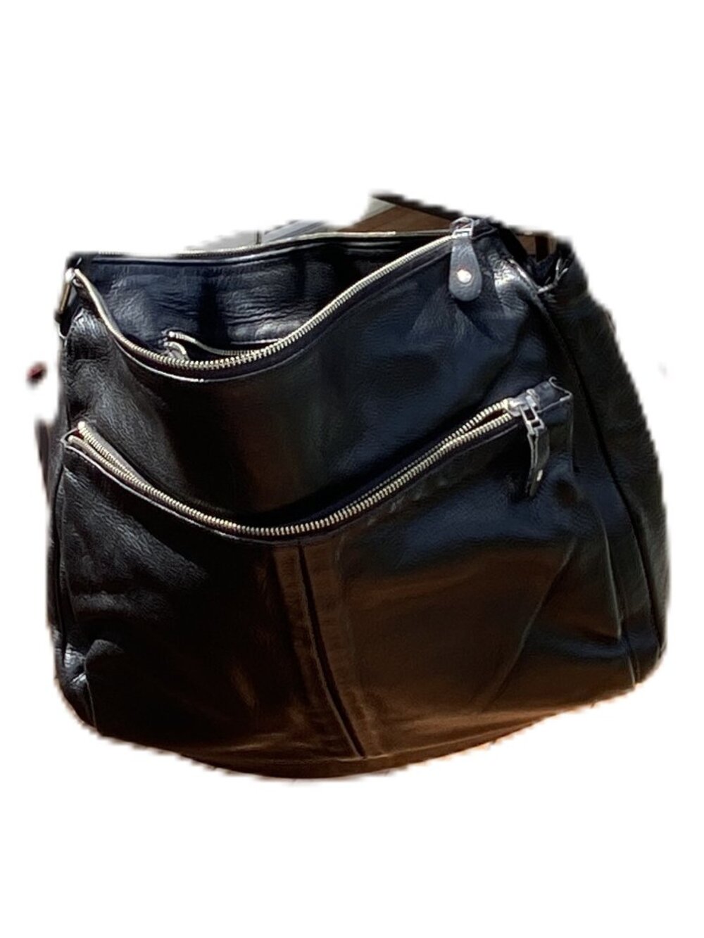 Roots Black Leather Crossbody Laptop Bag